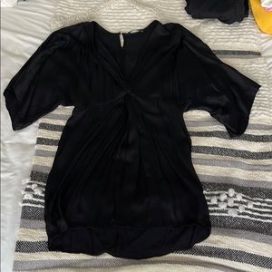 Zara satin short sleeve v neck mini dress